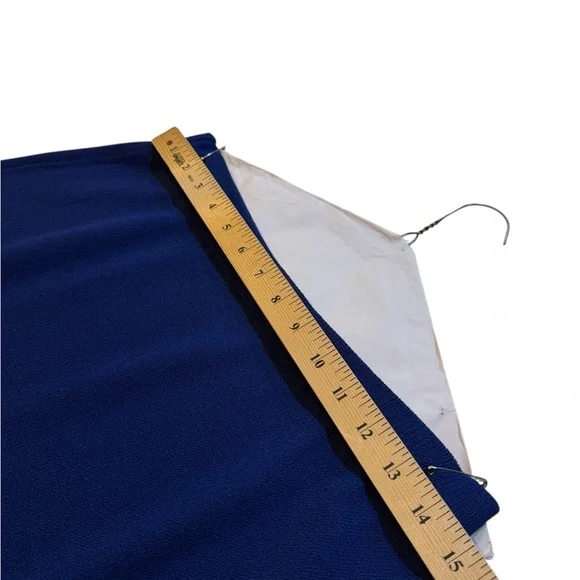 St. John Evening Blue Knit Bib Skirt Suit Jacket 12 Skirt 8 Embellished Peacock - Picture 15 of 16